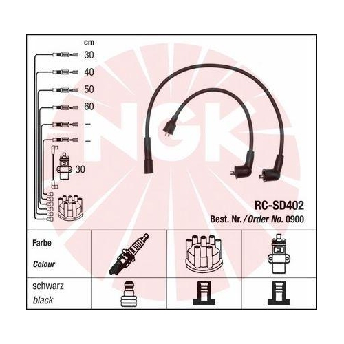 Z&uuml;ndleitungssatz NGK 0900 f&uuml;r, f&uuml;r Fahrzeuge mit Z&uuml;ndverteiler