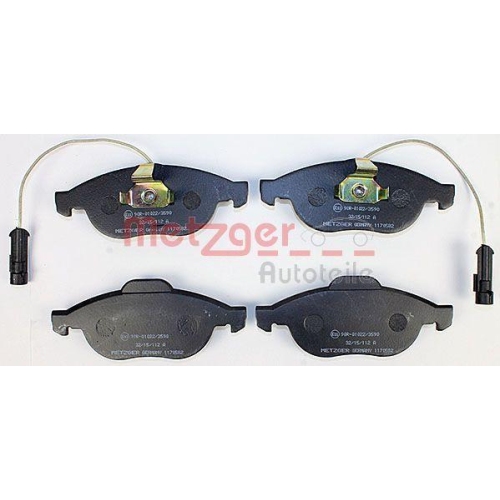 Bremsbelagsatz, Scheibenbremse METZGER 1170582 f&uuml;r ALFA ROMEO, Vorderachse