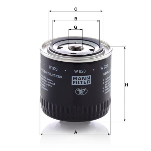 MANN-FILTER W 920 Filter, Arbeitshydraulik f&uuml;r FIAT FORD RENAULT ENASA STEYR MWM