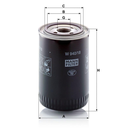 MANN-FILTER W 940/18 Filter, Arbeitshydraulik f&uuml;r VOLVO CASE IH O&K LIEBHERR