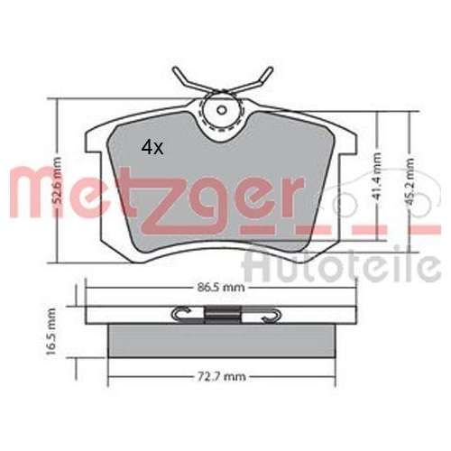 Bremsbelagsatz, Scheibenbremse METZGER 1170001 GREENPARTS f&uuml;r CITRO&Euml;N FORD VAG