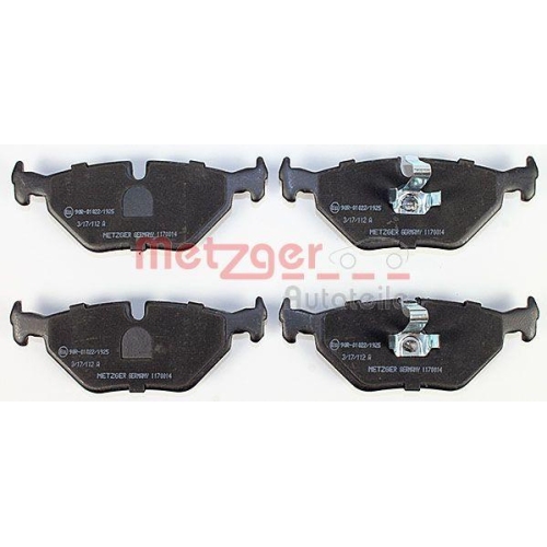 Bremsbelagsatz, Scheibenbremse METZGER 1170014 f&uuml;r BMW ROVER SAAB, Hinterachse