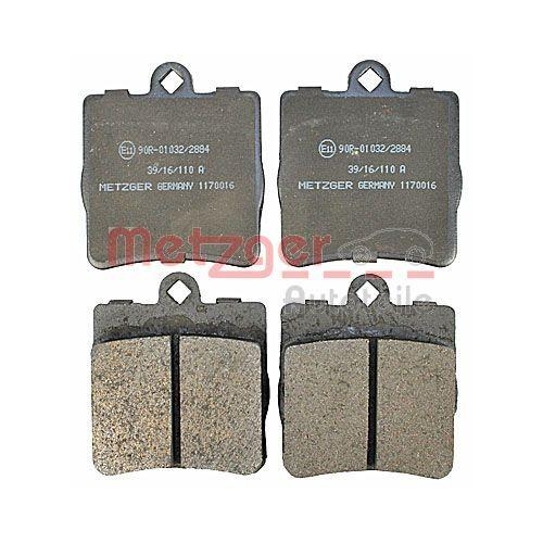 Bremsbelagsatz, Scheibenbremse METZGER 1170016 f&uuml;r MERCEDES-BENZ, Hinterachse