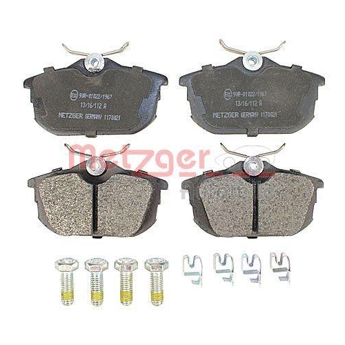 Bremsbelagsatz, Scheibenbremse METZGER 1170021 für VOLVO SMART, Hinterachse