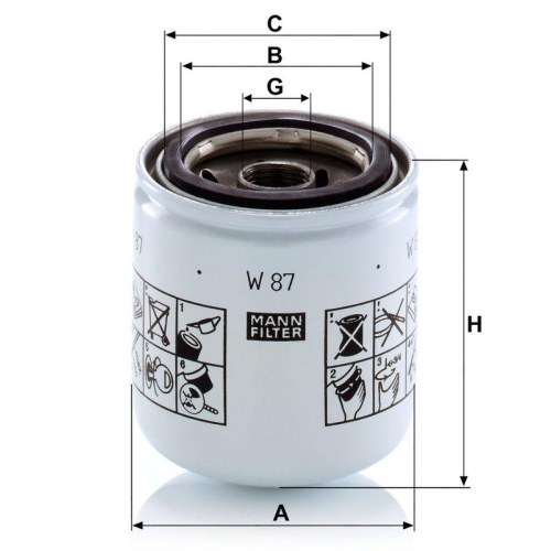 MANN-FILTER W 87 &Ouml;lfilter f&uuml;r ISUZU RENAULT VOLVO HINO BOMAG CASE IH HITACHI