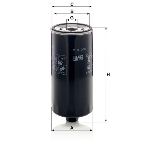 MANN-FILTER W 1170/13 &Ouml;lfilter f&uuml;r LIEBHERR JOHN DEERE