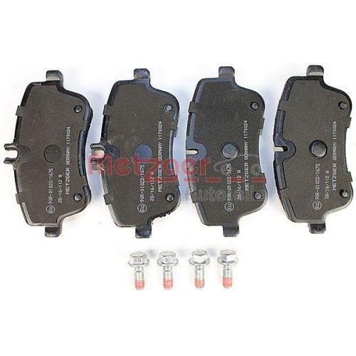 Bremsbelagsatz, Scheibenbremse METZGER 1170024 f&uuml;r MERCEDES-BENZ, Vorderachse