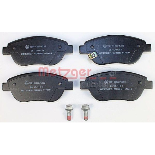 Bremsbelagsatz, Scheibenbremse METZGER 1170614 f&uuml;r OPEL, Vorderachse