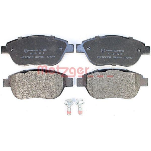 Bremsbelagsatz, Scheibenbremse METZGER 1170048 f&uuml;r CITRO&Euml;N PEUGEOT, Vorderachse