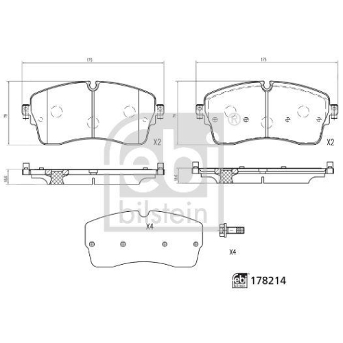 FEBI BILSTEIN Bremsbelagsatz, Scheibenbremse 178214 f&uuml;r JAGUAR LAND ROVER