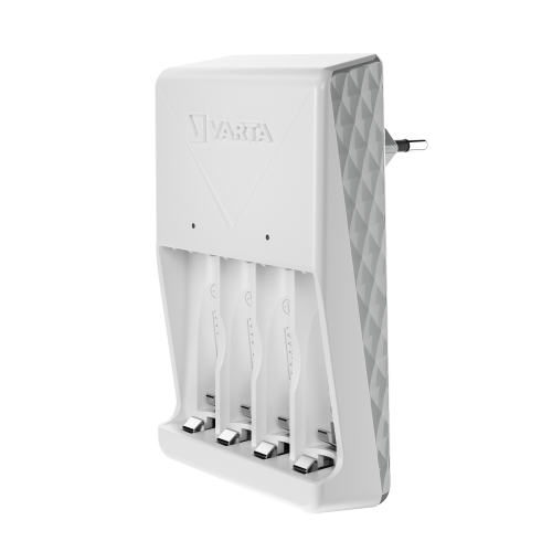 VARTA Mini Charger Ladegerät lädt 2 AA/AAA gleichzeitig & 4x AA Batterien