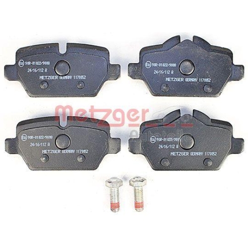 Bremsbelagsatz, Scheibenbremse METZGER 1170052 f&uuml;r BMW MINI, Hinterachse