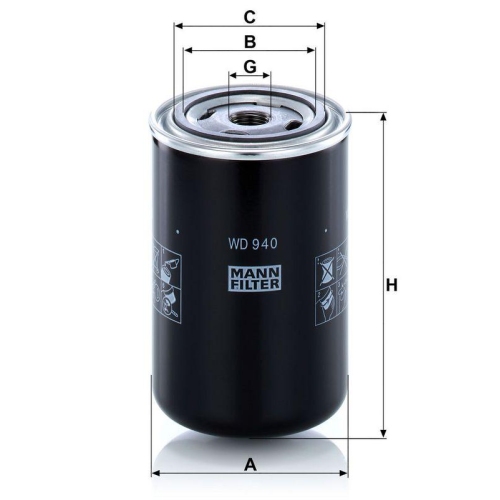 MANN-FILTER WD 940 Filter, Arbeitshydraulik f&uuml;r BOMAG SAF FLOTTMANN WERKE KRAMER