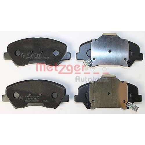 Bremsbelagsatz, Scheibenbremse METZGER 1170620 f&uuml;r HYUNDAI KIA, Vorderachse
