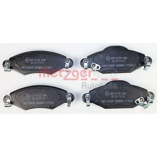 Bremsbelagsatz, Scheibenbremse METZGER 1170632 f&uuml;r TOYOTA, Vorderachse