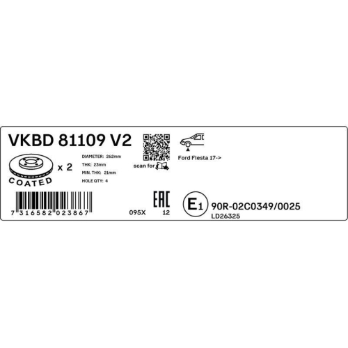 SKF VKBD 81109 V2 2 St&uuml;ck Bremsscheiben f&uuml;r FORD, Vorderachse