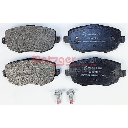 Bremsbelagsatz, Scheibenbremse METZGER 1170633 f&uuml;r LANCIA, Hinterachse