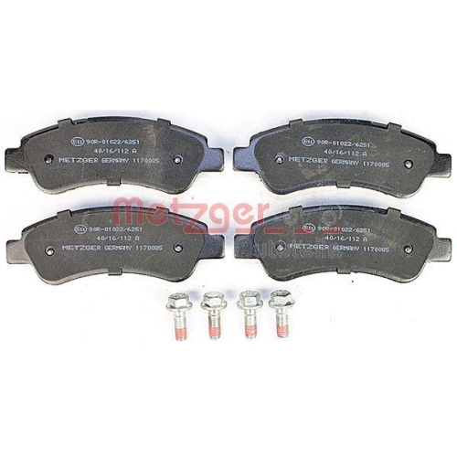 Bremsbelagsatz, Scheibenbremse METZGER 1170085 f&uuml;r CITRO&Euml;N FIAT PEUGEOT