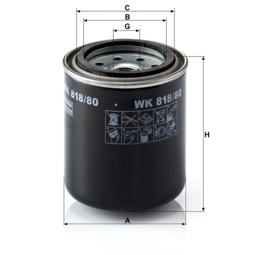 MANN-FILTER WK 818/80 Kraftstofffilter f&uuml;r DAIHATSU MITSUBISHI TOYOTA VOLVO GEHL