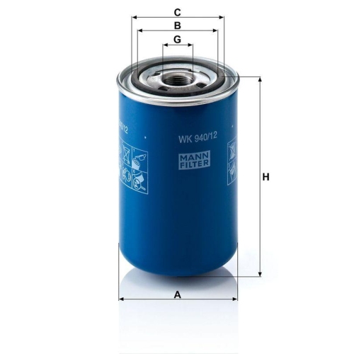 MANN-FILTER WK 940/12 Kraftstofffilter f&uuml;r SCANIA
