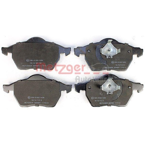 Bremsbelagsatz, Scheibenbremse METZGER 1170114 f&uuml;r VAG, Vorderachse