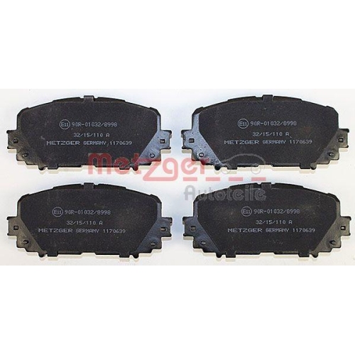 Bremsbelagsatz, Scheibenbremse METZGER 1170639 f&uuml;r TOYOTA, Vorderachse