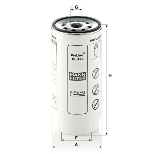 MANN-FILTER PL 420 x Kraftstofffilter PreLine f&uuml;r DAF LIEBHERR CLAAS DEUTZ-FAHR