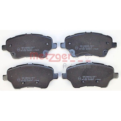 Bremsbelagsatz, Scheibenbremse METZGER 1170640 f&uuml;r FORD, Vorderachse