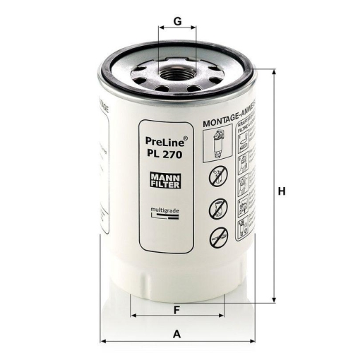 MANN-FILTER PL 270 x Kraftstofffilter f&uuml;r KAMAZ DOOSAN ROSTSELMASH