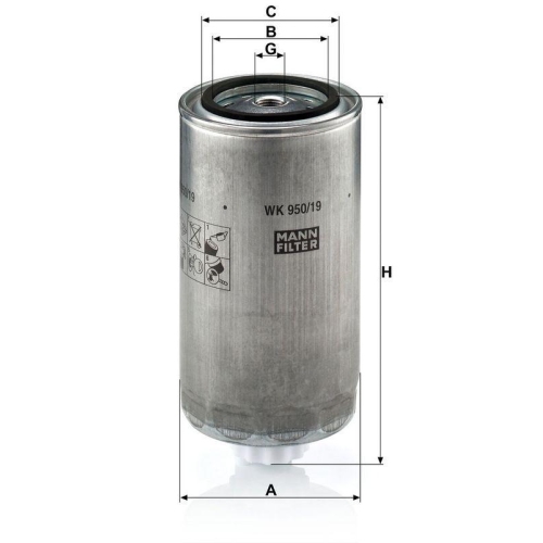 MANN-FILTER WK 950/19 Kraftstofffilter f&uuml;r IVECO ASTRA HEULIEZ CASE IH CLAAS
