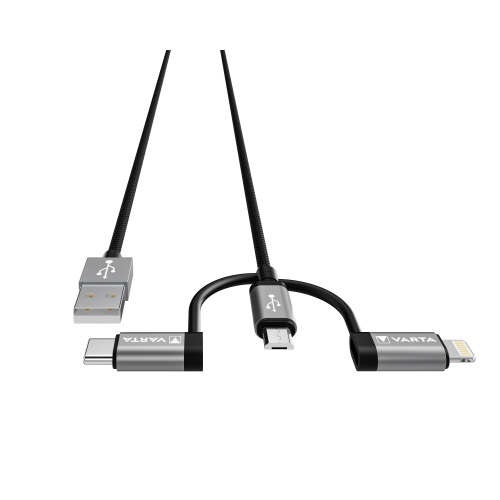 VARTA Speed Charge & Sync Kabel: 3in1 USB A Lightning/Micro/Type C Box Ladekabel