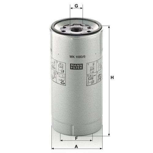 MANN-FILTER WK 1080/6 x Kraftstofffilter f&uuml;r MERCEDES-BENZ VOLVO BOMAG KUBOTA