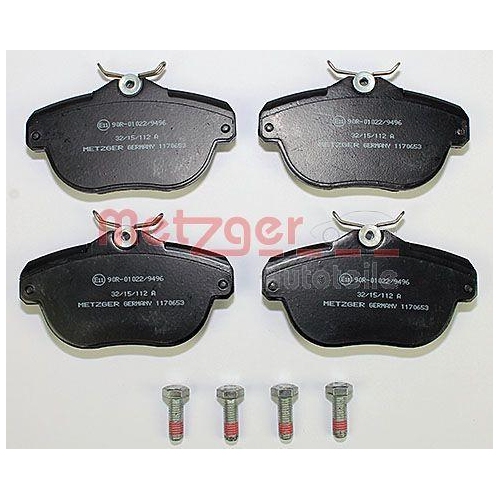 Bremsbelagsatz, Scheibenbremse METZGER 1170653 f&uuml;r CITRO&Euml;N, Hinterachse