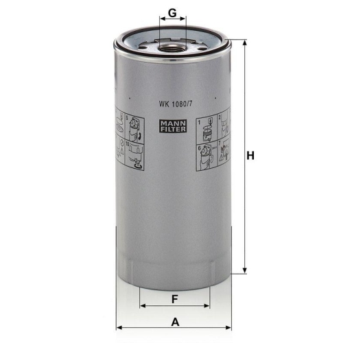 MANN-FILTER WK 1080/7 x Kraftstofffilter f&uuml;r FORD IVECO MERCEDES-BENZ SCANIA ABG