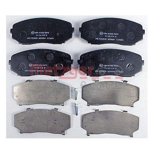 Bremsbelagsatz, Scheibenbremse METZGER 1170654 f&uuml;r MAZDA, Vorderachse