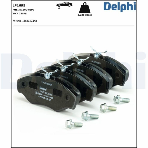 DELPHI LP1695 Bremsbelagsatz, Scheibenbremse f&uuml;r NISSAN OPEL RENAULT VAUXHALL