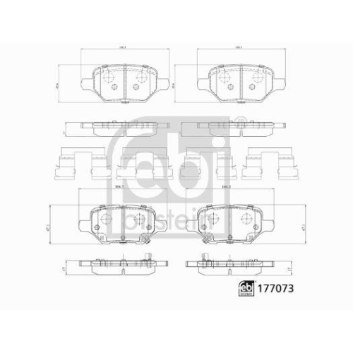 FEBI BILSTEIN Bremsbelagsatz, Scheibenbremse 177073 f&uuml;r OPEL VAUXHALL CHEVROLET