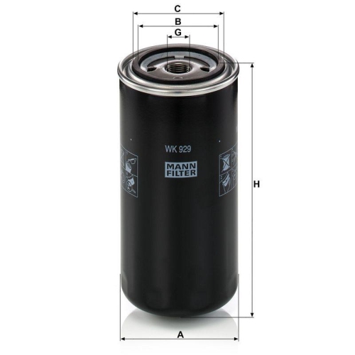 MANN-FILTER WK 929 x Kraftstofffilter f&uuml;r DAF IVECO NISSAN STEYR CASE IH CUMMINS