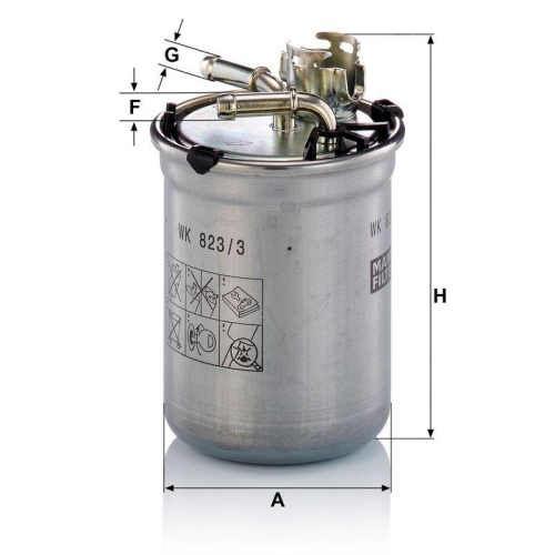 Kraftstofffilter MANN-FILTER WK 823/3 x f&uuml;r VAG