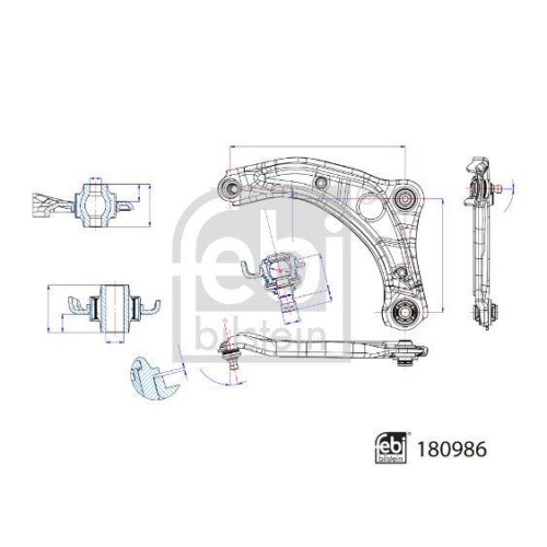 FEBI BILSTEIN Lenker, Radaufh&auml;ngung 180986 f&uuml;r NISSAN, Vorderachse links, unten