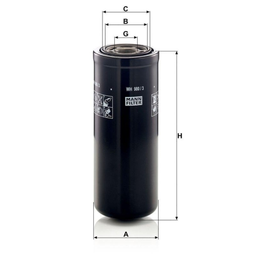 MANN-FILTER WH 980/3 Filter, Arbeitshydraulik f&uuml;r FORD VOLVO STEYR BOMAG CASE IH