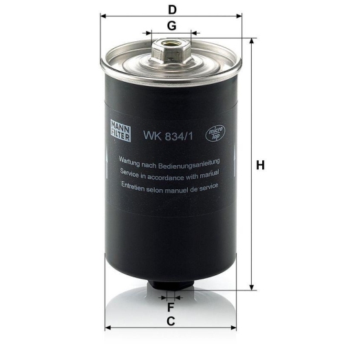 Kraftstofffilter MANN-FILTER WK 834/1 f&uuml;r VAG