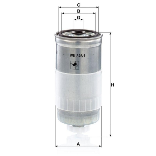 Kraftstofffilter MANN-FILTER WK 845/1 f&uuml;r VOLVO VAG LINDE
