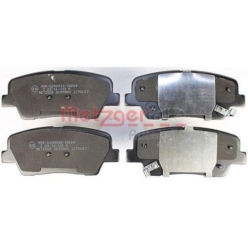 Bremsbelagsatz, Scheibenbremse METZGER 1170687 f&uuml;r HYUNDAI KIA, Hinterachse