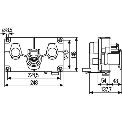 HELLA Verbindungs-/Verteilerst&uuml;ck 8JE 340 165-001 f&uuml;r DAF SCANIA, vorne