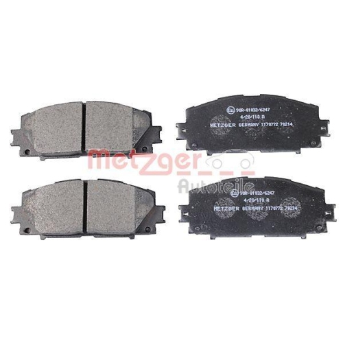 Bremsbelagsatz, Scheibenbremse METZGER 1170772 f&uuml;r TOYOTA, Vorderachse