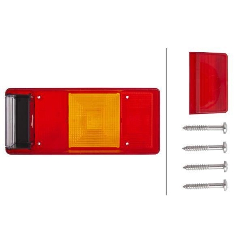 HELLA Lichtscheibe, Heckleuchte 9EL 147 096-031 f&uuml;r DAF SCANIA CASE IH, links