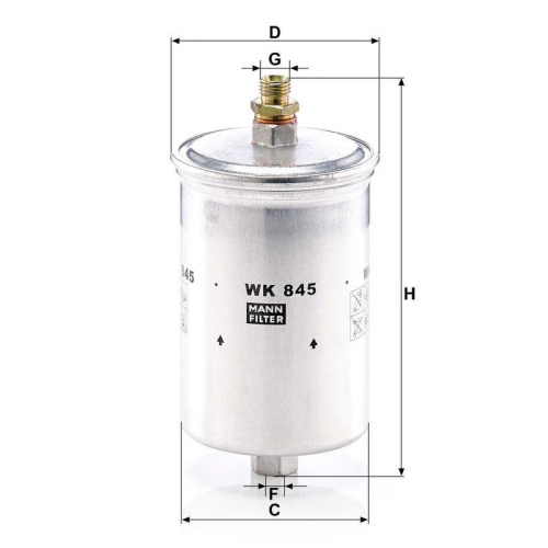 Kraftstofffilter MANN-FILTER WK 845 f&uuml;r FORD MERCEDES-BENZ GENERAL MOTORS
