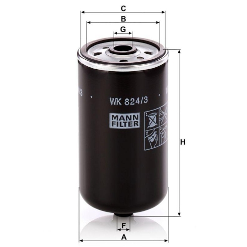 Kraftstofffilter MANN-FILTER WK 824/3 f&uuml;r HYUNDAI KIA