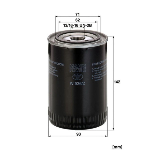 &Ouml;lfilter MANN-FILTER W 936/2 f&uuml;r FORD LEYLAND ROVER VOLVO CASE IH CUMMINS HYSTER